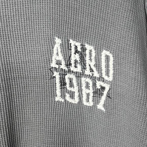 Aeropostale Y2K Waffle Distressed Long Sleeve Henley Gray 2000s VTG Gray Skater - Picture 5 of 13